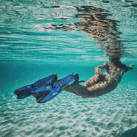 Adjustable Swim Fins - Snorkel Fins for Lap Swimming, Travel Size Scuba Diving Flippers, Neoprene Water Socks Included